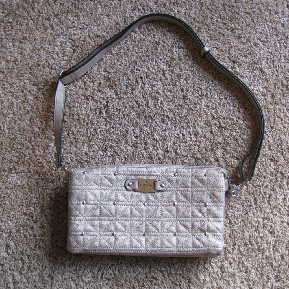Nicole Miller silver quilted purse